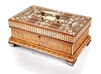 Lot 137 - Ø<br/>A LATE 19TH CENTURY MARQUETRY WHALEBONE AND...