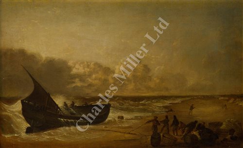 Lot 6 - FOLLOWER OF ALFRED STANNARD (BRITISH, 1806-1889) - Landing the catch