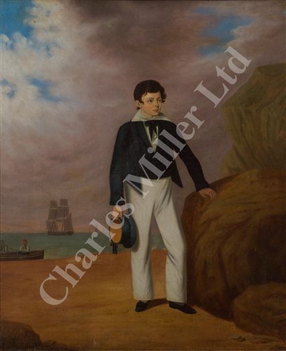 Lot 44 - ENGLISH PROVINCIAL SCHOOL, CIRCA 1830 - Portrait of a young midshipman