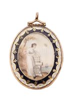Lot 75 - A VERRE ÉGLOMISÉ LOCKET OF EMMA HAMILTON WITH...