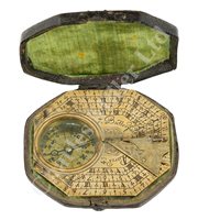 Lot 198 - A BRASS COMPASS SUNDIAL BY MICHAEL BUTTERFIELD, PARIS, CIRCA 1700