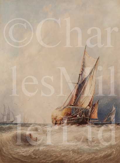 Lot 5 - GEORGE STAINTON (BRITISH 1838-1900)<br/>Hay barge...