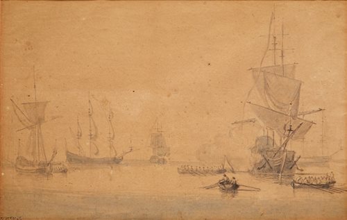 Lot 13 - WILLEM VAN DE VELDE THE YOUNGER (DUTCH,...