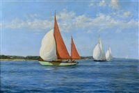 Lot 20 - δ MONTAGUE DAWSON (BRITISH, 1895-1973): Yeoman and Lalage - six metre yachts off Isle of Wight