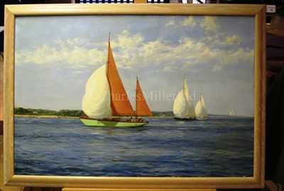 Lot 20 - δ MONTAGUE DAWSON (BRITISH, 1895-1973): Yeoman and Lalage - six metre yachts off Isle of Wight