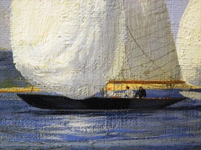 Lot 20 - δ MONTAGUE DAWSON (BRITISH, 1895-1973): Yeoman and Lalage - six metre yachts off Isle of Wight