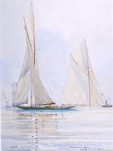 Lot 37 - δ GUY L'HOSTIS (FRENCH, 1945- )<br/>Shamrock IV et...