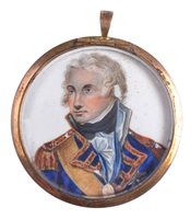 Lot 94 - A MINIATURE PORTRAIT MEDALLION OF LORD NELSON,...