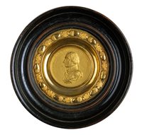 Lot 95 - A GILT BRASS COMMEMORATIVE PROFILE PICTURE,...