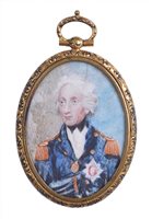 Lot 101 - A MINIATURE PORTRAIT MEDALLION OF LORD NELSON,...