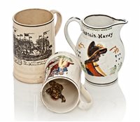 Lot 109 - A COMMEMORATIVE NELSON PEARLWARE FROG MUG,...