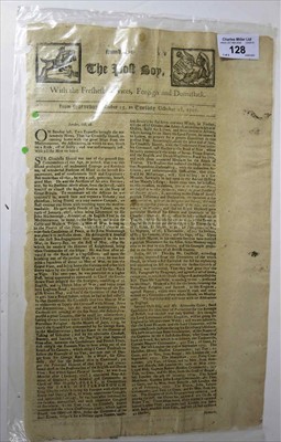 Lot 128 - The Death of Sir Cloudesly Shovel<br/> "On Sunday...