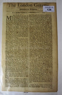 Lot 128 - The Death of Sir Cloudesly Shovel<br/> "On Sunday...