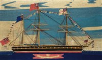 Lot 157 - A FINE SAILOR'S WOOLWORK OF H.M.S. PRINCE...