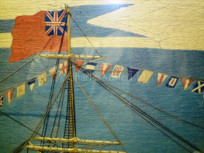 Lot 157 - A FINE SAILOR'S WOOLWORK OF H.M.S. PRINCE...