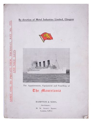 Lot 173 - A RARE COPY OF THE R.M.S. MAURETANIA BREAKERS...