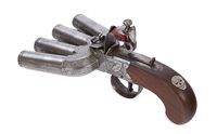 Lot 199 - A RARE 19TH-CENTURY SILVER-MOUNTED FLINTLOCK...