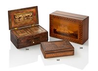 Lot 208 - A 19TH-CENTURY MARINE INLAID WORKBOX<br/>the lid...