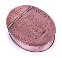 Lot 210 - A 19TH-CENTURY ENGRAVED COPPER SAILOR'S...