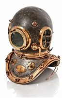 Lot 222 - A 12-BOLT DIVING HELMET AND SUIT BY SIEBE,...