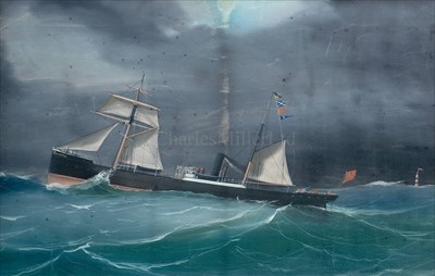 Lot 10 - Continental School, 19th Century<br/>A steamship...