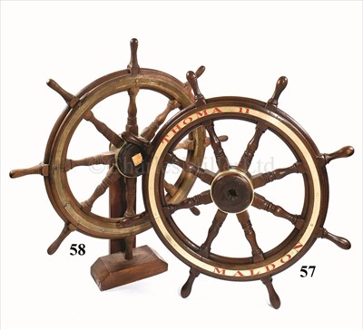 Lot 58 - A brass-bound mahogany eight spoke ship's...