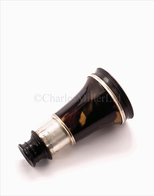 Lot 67 - A tortoise shell and white metal monocular by...