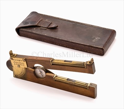 Lot 70 - A boxwood and brass surveyor's alidade with...