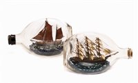 Lot 97 - Two waterline model ships in...