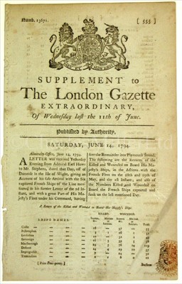 Lot 54 - THE GLORIOUS FIRST OF JUNE<br/>A letter was...