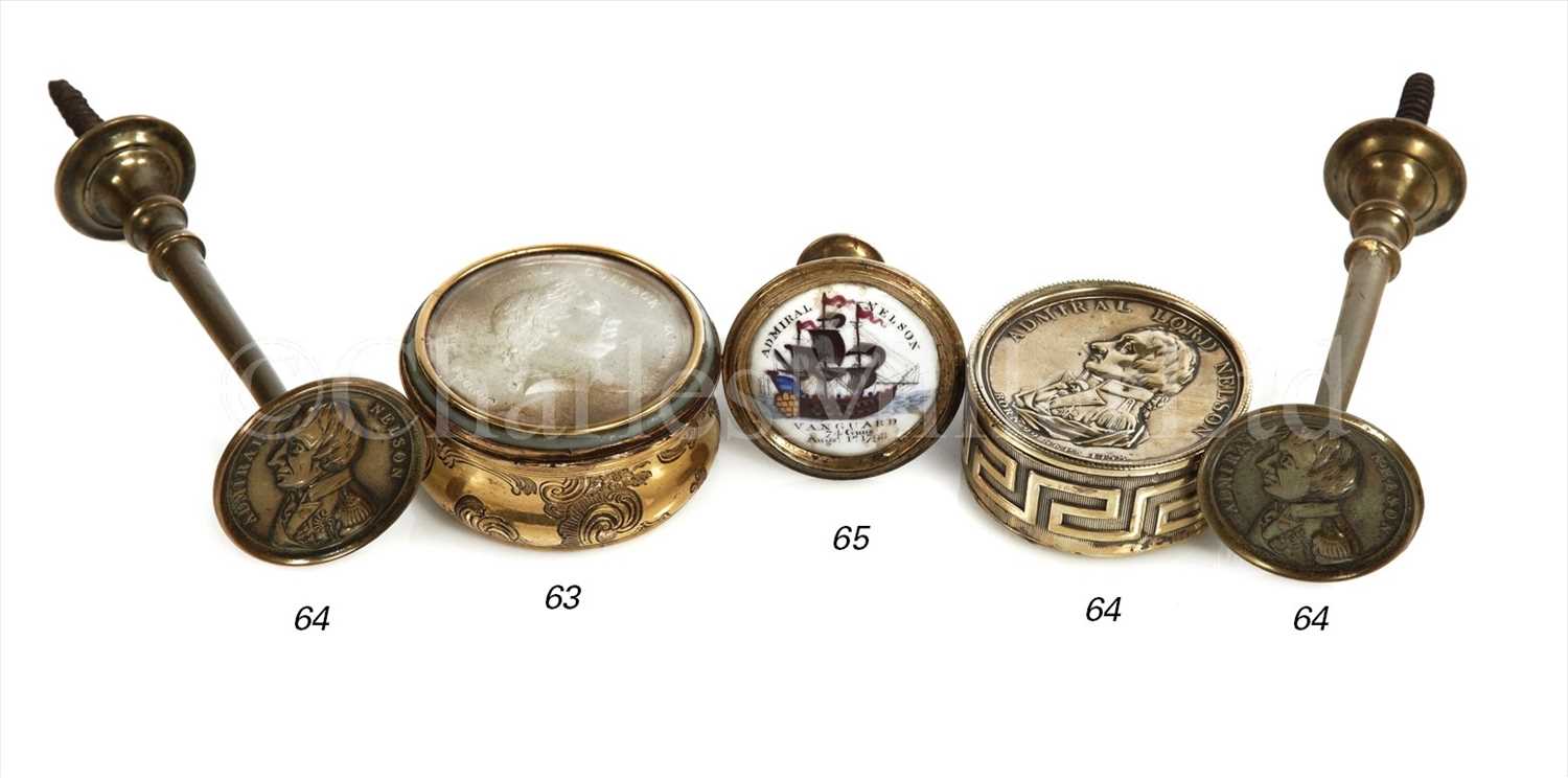 Lot 65 - A LATE 18TH-CENTURY ENAMEL AND BRASS...