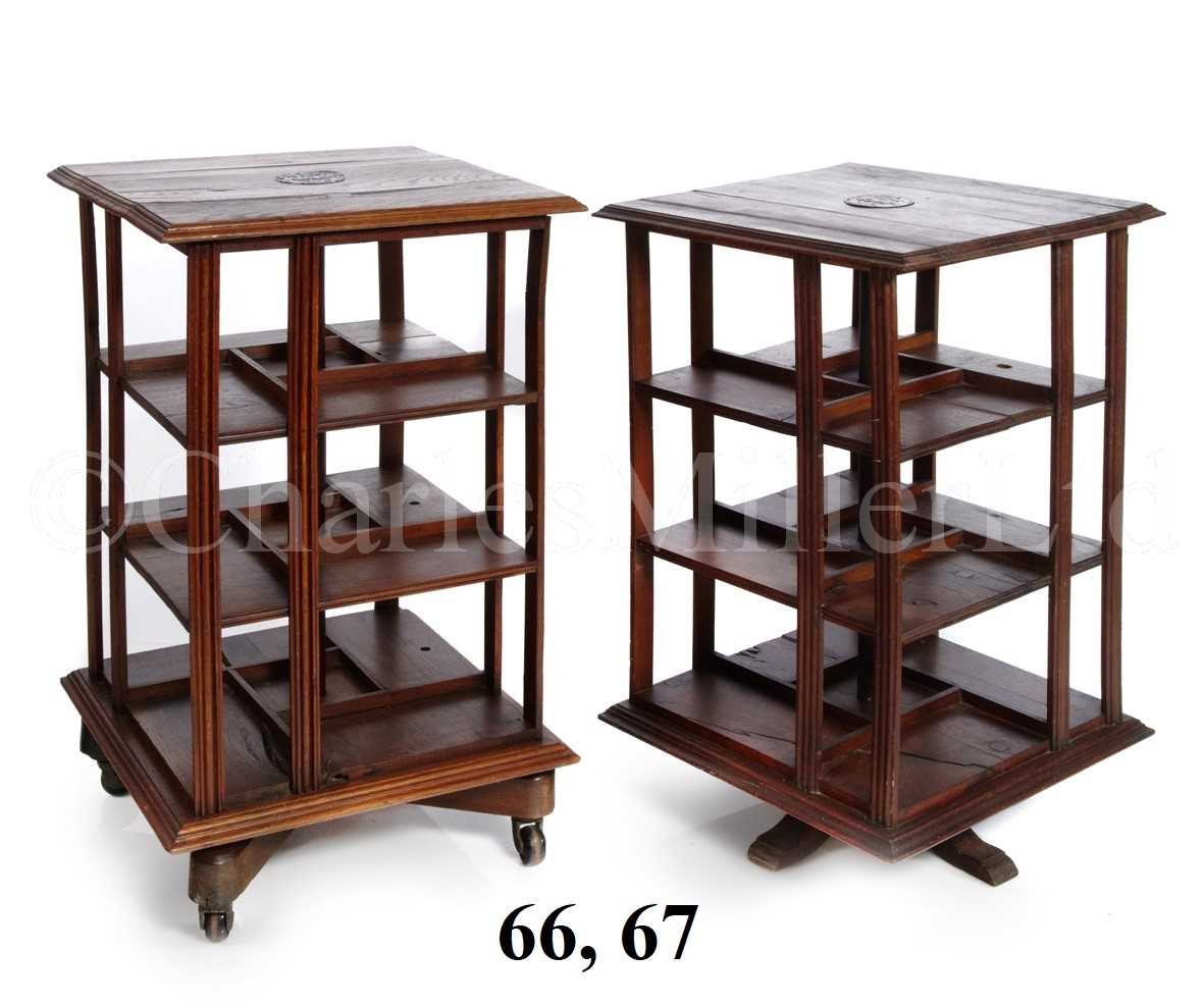 Lot 67 - A REVOLVING LIBRARY BOOKCASE MADE FROM TIMBER...