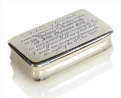 Lot 72 - H.M.S. PALLAS: A SILVER SNUFF BOX...