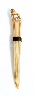 Lot 121 - AN ATTRACTIVE 19TH-CENTURY WALRUS IVORY...