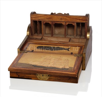 Lot 126 - A 19TH-CENTURY MECHANICAL ROLL-TOP WRITING...