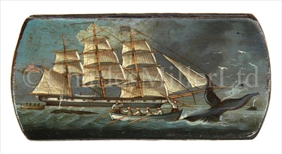 Lot 127 - A PAPIER MÂCHÉ SNUFF BOX COMMEMORATING SPERM...