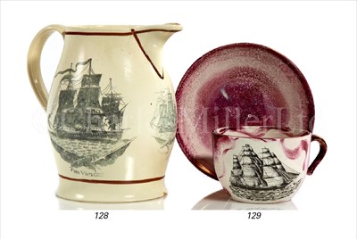 Lot 128 - A 19TH-CENTURY CREAMWARE JUG COMMEMORATING...