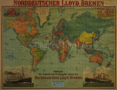 Lot 147 - A TRAVEL AGENT'S MAP FOR NORDDEUTSCHER LLOYD,...