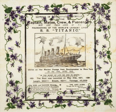 Lot 154 - TWO CRÊPE PRINTED SERVIETTES COMMEMORATING THE...