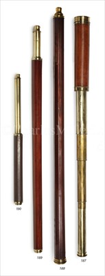 Lot 189 - A 1IN. SINGLE-DRAW REVERSE-TAPERING MAHOGANY...