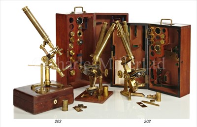 Lot 203 - A 19TH-CENTURY BINOCULAR MICROSCOPE<br/>unsigned,...
