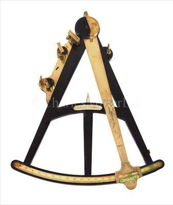 Lot 241 - A 16IN. RADIUS EBONY AND BRASS VERNIER OCTANT,...
