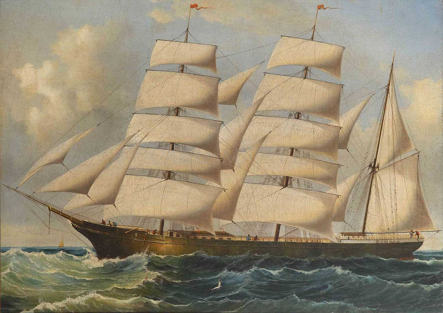 Lot 17 - ANONYMOUS (19TH-CENTURY)<br/>A barque under full...