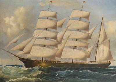 Lot 17 - ANONYMOUS (19TH-CENTURY)<br/>A barque under full...
