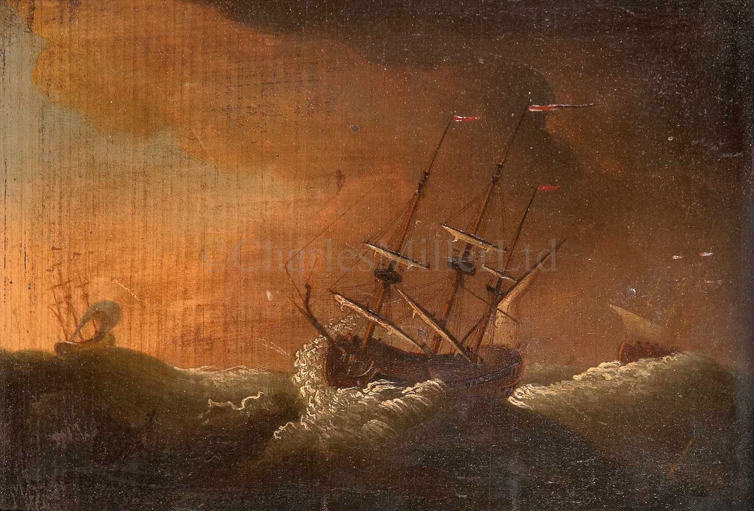 Lot 23 - AFTER WILLIAM VAN DE VELDE<br/>A warship sailing...