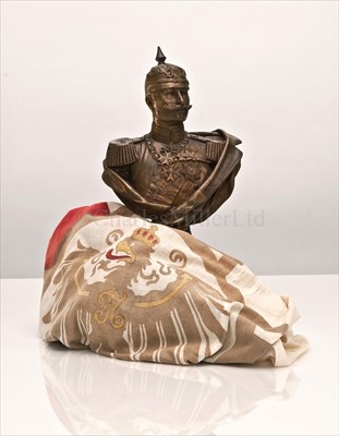 Lot 42 - A HALF-LENGTH BRONZE BUST OF KAISER WILHELM II...