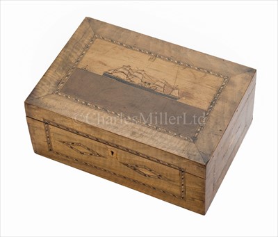 Lot 216 - A 19TH-CENTURY MARQUETRY INLAID WORKBOX<br/>the...