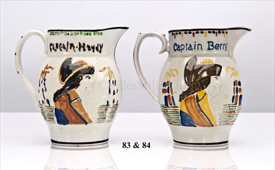 Lot 84 - AN EARLY 19TH-CENTURY PRATTWARE JUG...