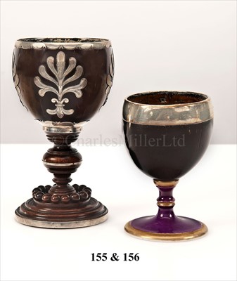 Lot 155 - A SILVER-MOUNTED GEORGE IV COCONUT GOBLET<br/>with...