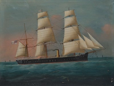 Lot 6 - CHINESE SCHOOL (C.1870)<br/><br/>A barque-rigged...